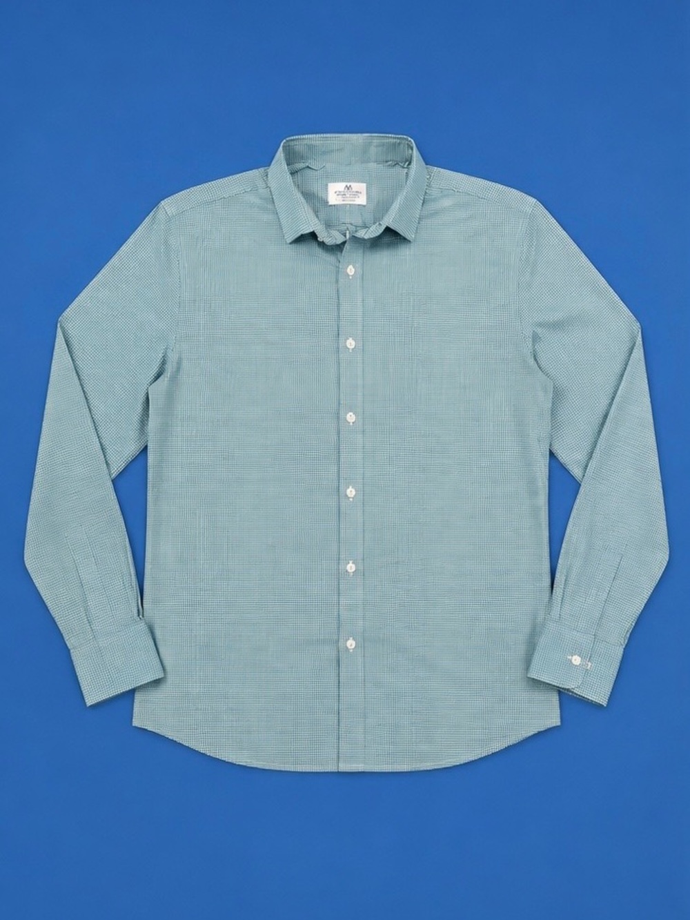 Mizzen+Main Men’s Green Gingham Check Performance Dress Shirt- XL Trim Fit